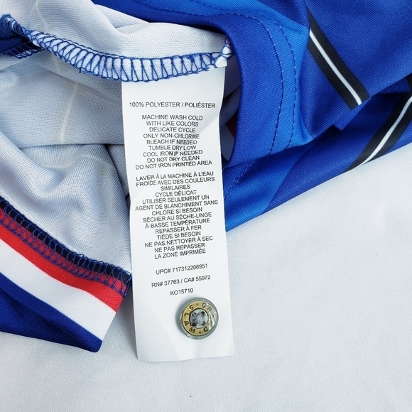 NWT Men's Grand Slam Golf Polo Shirt Blue & Red Stripes Short Sleeve - Picture 8 of 8